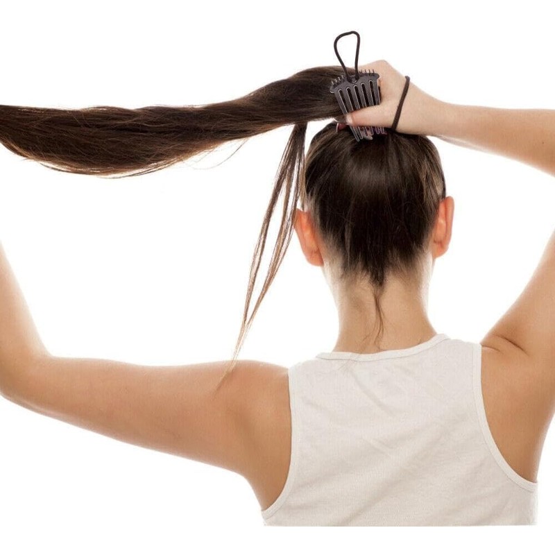 Black Bandette Comb, Comb with Elastic Band,Ponytail Bump It Up