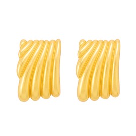 Gold Chunky Statement Earrings for Women Gold Nugget Earrings Square Shell Textured Stud Earrings for Women Jewelry(Gold Shell)