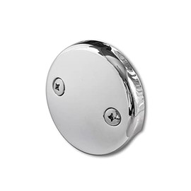 Dual Hole Bathtub Drain Overflow Plate with Two Matching Screws, Easy to Install, Plated Chrome