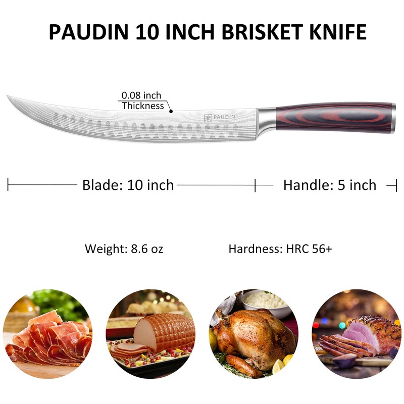 PAUDIN Carving Knife, 10 Inch Butcher Knife, Forged High Carbon