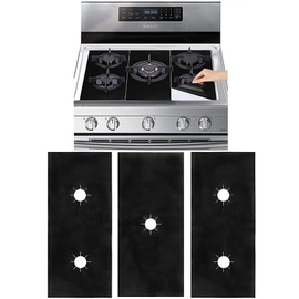 IIF Gas Stove Burner Covers Universal Gas Stove Protectors, 5 Holes Protectors Reusable Heat Resistance Gas Range Non-Stick Washable Stove Top Protectors Liners Fast Clean Kitchen Cooking