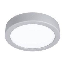 EGLO Idun LED Ceiling Light, Round Ceiling Light, Metal Ceiling Lighting in Silver and Plastic in White, Surface Mounted Light for Office and Kitchen, Neutral White, Diameter 17 cm
