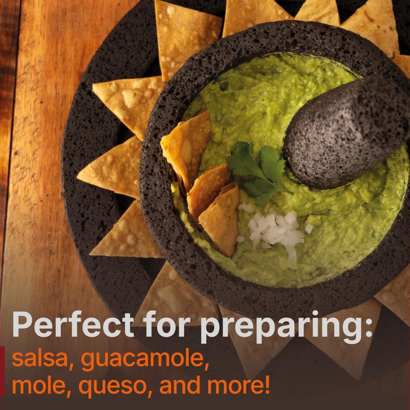 Mexican Molcajete Bowl with Tortilla Basket by Verve Culture, Basalt