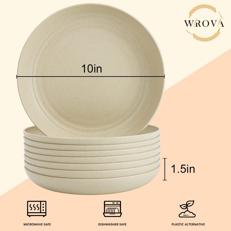 Wrova Wheat Straw Dinner Plates Set of 8 - 10