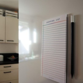 Friendly Fox Magnetic Notepad, 1 x Magnetic Fridge Pad with 50 Shopping Lists Magnetic & Pencil, to-Do List Pad, DIN Long, Rainbow Double Pack