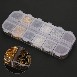 Hakeeta 1 Caja 6 Cierres de Garra de Langosta de aleación de Zinc de Color y Anillos de Salto Juego de Bricolaje para Collares de joyería Suministros de fabricación de Pulseras-Oro Plata. (13x5 mm)