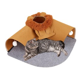 2-in-1 Cat Tunnel Bed for Indoor Cats Detachable Washable Tunnel Cave with Anti-Slip Base Fun Hideout Cozy Pet Bed for Multiple Kittens Cats Rabbits Small Animals & Pets