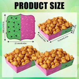 BOXOB 50pcs Witch Food Trays, Premium Pink and Green Paper Boat Trays for Serving Food Waterproof Greaseproof Perfect Snack Displaying Storing Party Supplies and Decorations