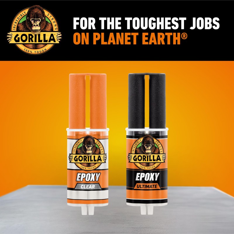 Gorilla Epoxy Ultimate, Waterproof, 10 Minute Set, Permanent Bond, Dries