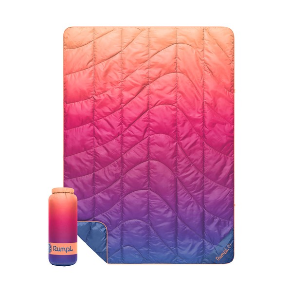 Rumpl Travel Puffy Blanket, Ultra-Packable Travel-Size Warmth and Comfort, Sunset