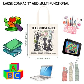 FOTAP Bride Wedding Gift Animation Movie Lover Gift Widow Bouquet Scraps Victor And Victoria Tote Bag (CORPSE BRIDE UK)