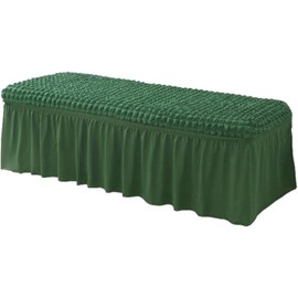 ADPON Stretch Dining Bench Cover, Soft Seersucker Bench Slipcover with Skirt Spandex Removable Washable Dining Room Bench Covers for Banquet Bedroom (Medium,Dark Green)