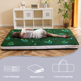 Extra Thick Futon Floor Mattress, Padded Japanese Folding Roll Up Mattress Sleeping Pad, Foldable Camping Portable Mattress Shikibuton, Bed Mattress Topper, Floor Lounger Guest Bed for Couch Car