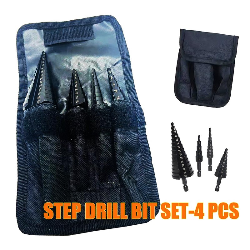 Step Drill Bit Set with 1/4 Inch Hex Shank Nitride