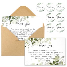 NLWELOA 50 Set Funeral Thank You Cards with Envelopes and Matching Seal Stickers, Thank You Sympathy Cards with Message Bereavement Sympathy Thank You Cards for Funeral Family Friends Loved Ones