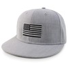 Armycrew XXL Grey American Flag Embroidered Plain Back Flatbill Snapback