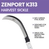 Zenport K313 Harvest Sickle, Carbon Steel Blade/Aluminum Handle