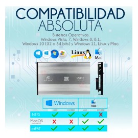 Gabinete Case 3.5 PuLG Sata Usb 3.0 Disco Duro 4tb Laptop Pc Color Plata