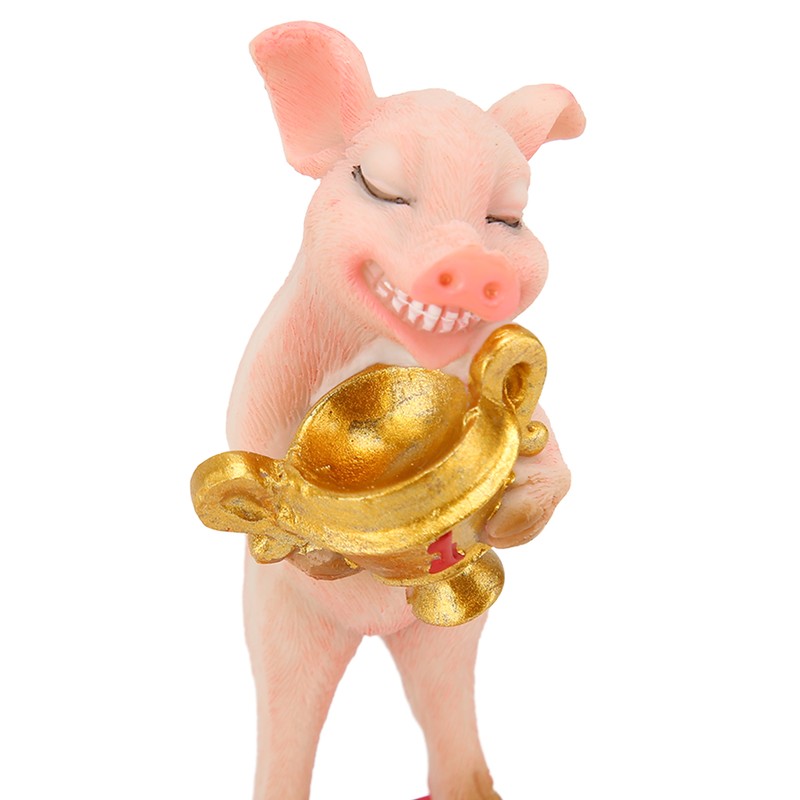Pig Statue Cute Funny Tabletop Art Resin Pig Figurine Decoration