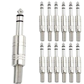RUNCCI-YUN 12 x 6.35 mm Soldering Audio Plug, 6.35 mm Soldering Video Plug, Jack Plug 6.35 mm Stereo, 3-Pin Soldering Plug, Compatible with Guitar/Mixer/Amplifier/KTV Equipment/Pro Audio
