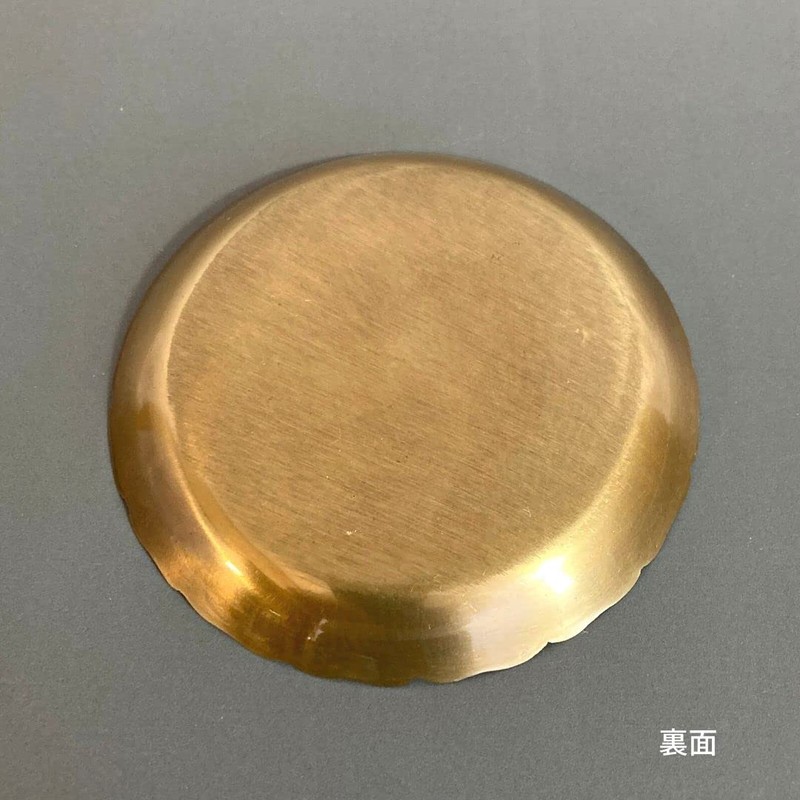 Tokyo Kankan Tray Brass Round Plate L Flower (Gold)