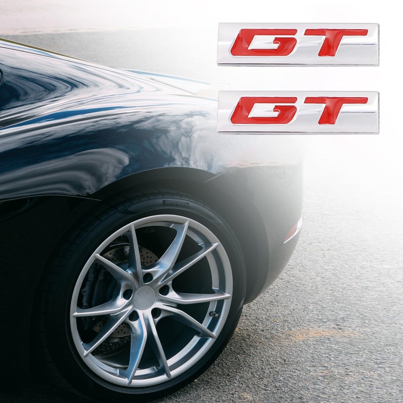 CARRUN 2 Pcs GT Emblem 3D Metal Nameplate Badge Decal