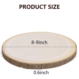 Pllieay 6 Piece 8-9 Inch Wood Slices for Centerpieces, with 6 Led String Lights, Unfinished Wood Slices for Weddings, Table Centerpieces Decor and Other DIY Projects