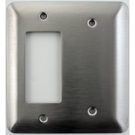 Mulberry Princess Style Satin Stainless Steel 2 Gang Switch Plate - 1 GFI/Rocker Opening 1 Blank