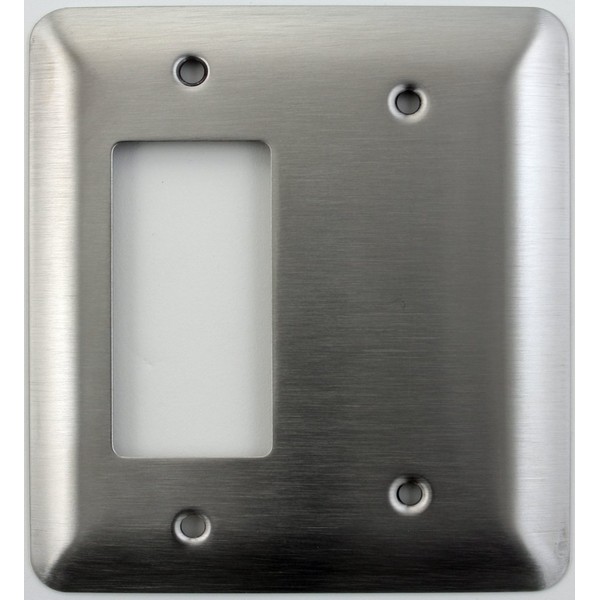 Mulberry Princess Style Satin Stainless Steel 2 Gang Switch Plate - 1 GFI/Rocker Opening 1 Blank