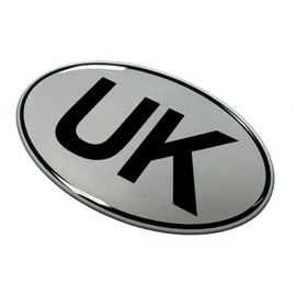 Gelz UK Car Oval Gel Domed Sticker 75mm x 43mm Sticker/Decal - Retro - BLACK on SILVER