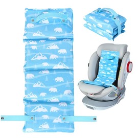 Orzbow Summer Car Seat Cooler Pad for Toddler with Removable Ice Pack, Baby Cooling Mat for Child Car Seats and Strollers, Portable Car Cooling Seat Ice Cushion, Keeping Baby Cool in The Summer, Blue - Pattern: Blue With 4 Ice Packs