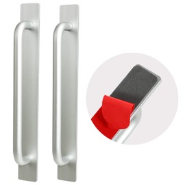 2pcs Self-Stick Instant Cabinet Drawer Handles Pulls | Aluminum Alloy Drawer Push Pull Handles Helper with Adhesive Door Handle for Kitchen Cabinet Drawer Window Sliding Closet (silver, Small(147mm))