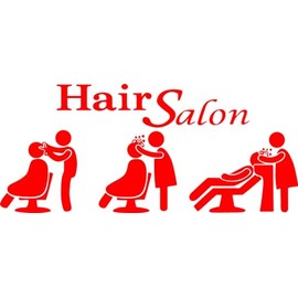 Hair Salon Sticker Shampoo Decal Haircut Shop Posters Hair Cut Salon Office Living Room Stylish Mural 23 X 12 in (Red)