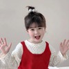 子供用 ヘアゴム パール調 光沢ボール付き 可愛い リボン風 ヘアアクセサリー 女の子 キッズ 髪留め