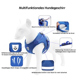BOBOSP Dog Harness Anti-Pull Reflective Breathable Blue M