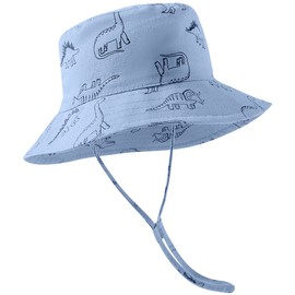 ORVINNER Baby Sun Hat Cotton, Toddler UPF 50+ Sun Protection Beach Bucket Hat Kids Boys Girls Wide Brim Summer Play Hat, A3 - Light Blue, 4-8 Years
