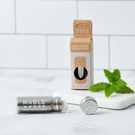 MABLE Refillable Dental Floss | Silk Dental Floss | Reusable & Refillable Stainless Steel Container | Comes with 33 Yards of Natural Silk Floss