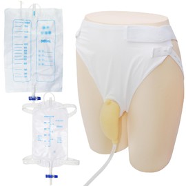 Wearable Urinals for Men,Plus Size Portable Latex Material with Collection Urine Bags Triangle Pants,External Catheter,Reusable,for Incontinent Patients &Bedridden&Road Trips,2000ml Urine Bag