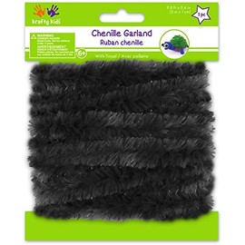 Multicraft Chenille Garland Tinsel - .4 Inches - 3.25 Yards - Black