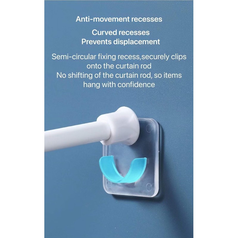 LADYMOON Adhesive Shower Curtain Rod Holder 4 Pack,Transparent Tension Bracket,No