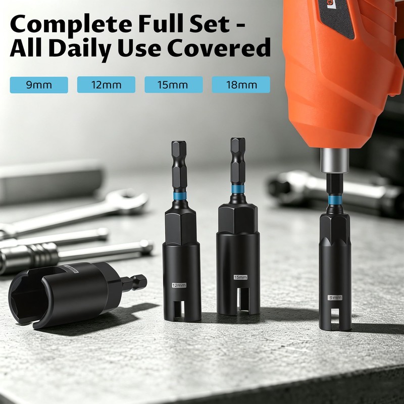 AutoViteX 4PCS Wing Nut Driver Set, 1/4" Hex Shank Power
