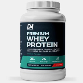 Divinity Nutra DN Whey Protein Powder - 100% Grass-Fed Sports Nutrition Powder for Muscle Recovery - Vanilla Flavor - 26g Protein Fitness Healthcare BCAA Supplement Post Workout Shakes - Made in USA - 3rd Party Tested, Divinity Nutra