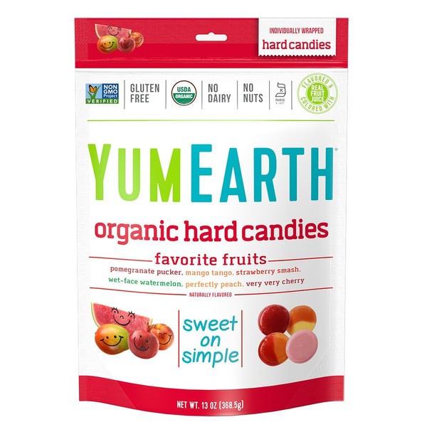 YumEarth Organic Favorite Fruit Hard Candy, Assorted Flavors, 13 Ounce