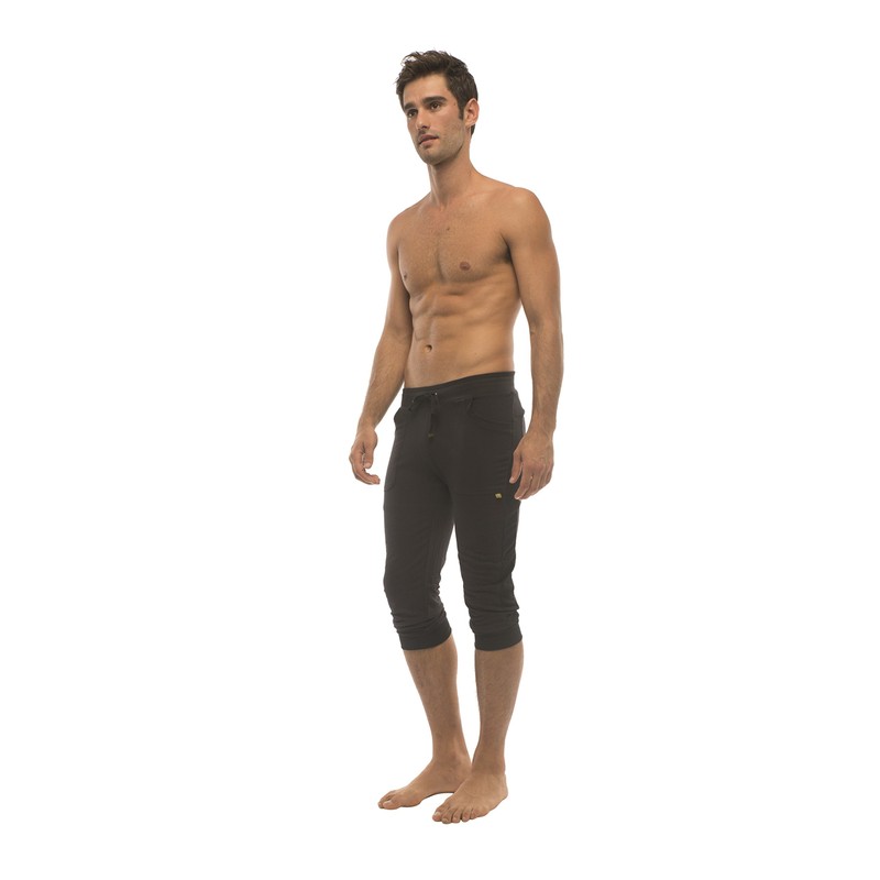 4-rth Cuffed Yoga Pant (M, Black w/Black Piping)