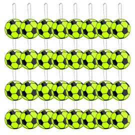FIHODONE Pack of 32 Reflector Pendants Football, Reflectors Children's Safety, Reflectors Pendants Party Bag Children's Birthday, Key Ring Children's Football for Backpack Cycling Walking Running