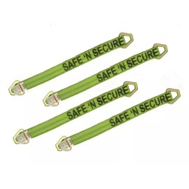SnS 4 Pack of 2" x 24" Hi-VIZ Green DIAMOND WEAVE 3-Ply Axle Straps - Made in USA!