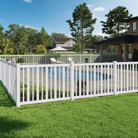 4ft H x 6ft W (1 Panel + 1 Post) No Dig WamBam Sturbridge Fence Kit, White Vinyl Picket Fence Panel, Easy DIY Installation Fence Panel Kit, Durable Outdoor Fence for Yard or Pool, BL19103