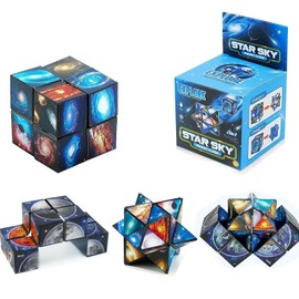 Star Cube Set, 2-in-1 Magic Star Cube, 3D Puzzle Cube, Speed Cube, Transforming Cubes, Creative Decompression Magic Puzzle Cubes for Children and Adults