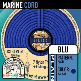 VILIGO Marine Cord - Nylon Braid (3.8mm) - 7 Nylon Strands and 1 Line - Boat Rope for Fishing and Outdoor Activities - Holds a Fishing Hook (15m, Blue)