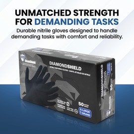 Disposable Black Nitrile Gloves, Extra Large, 8 MIL, Diamondshield, Work Gloves, Premium, Powder-Latex Free, XL, NBL80-XL (1)